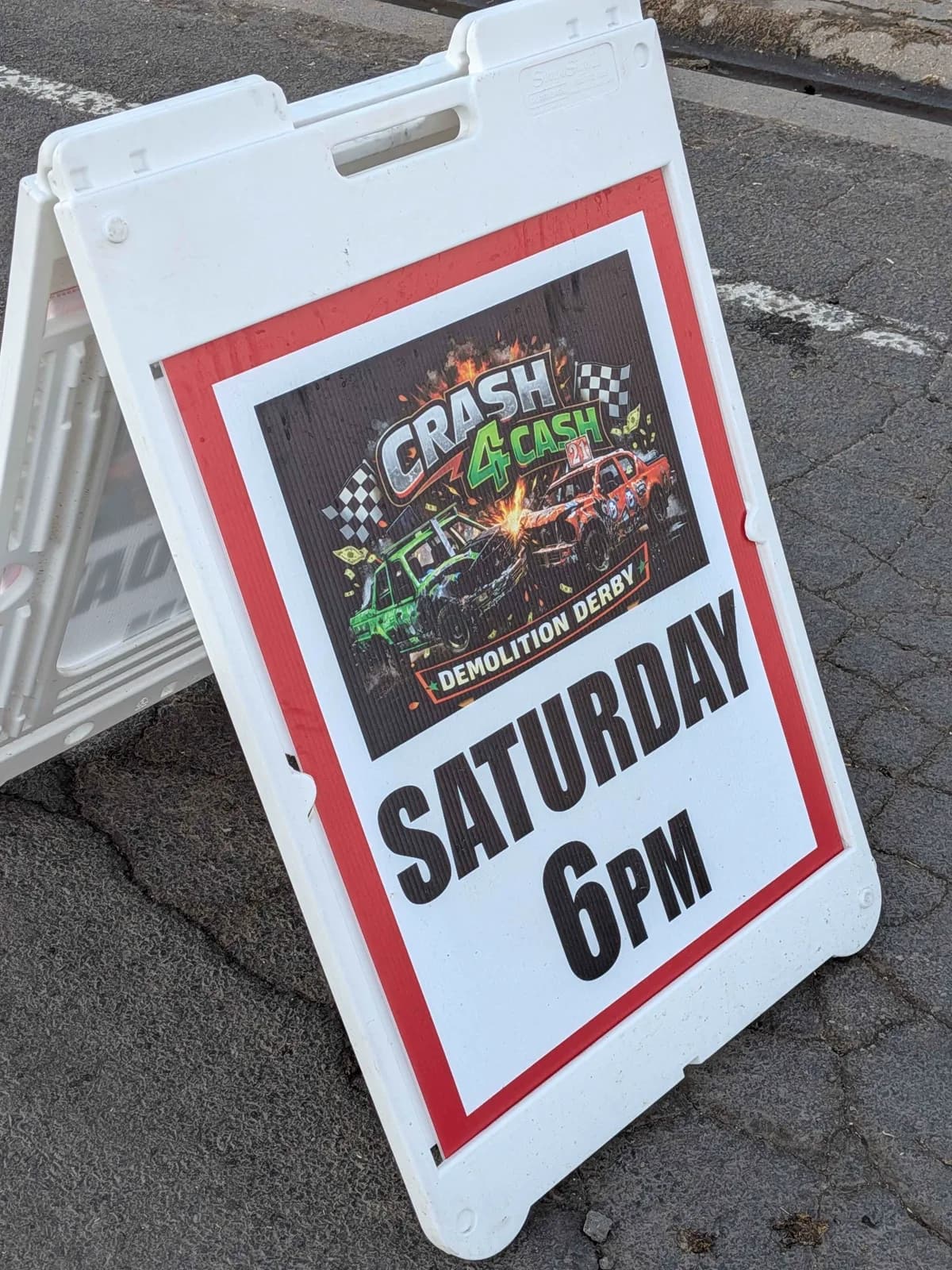 Crash 4 Cash demolition derby sign at the Klamath County Fair